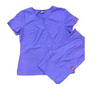 Dickies Scrub Set Women’s Top Medium Bottom Small Purple Medical Dental